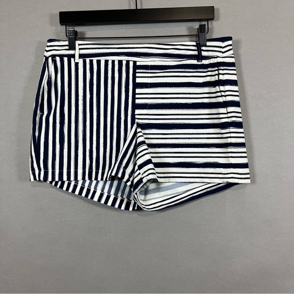 Spanx White Navy Striped Chino Shorts - Picture 1 of 12